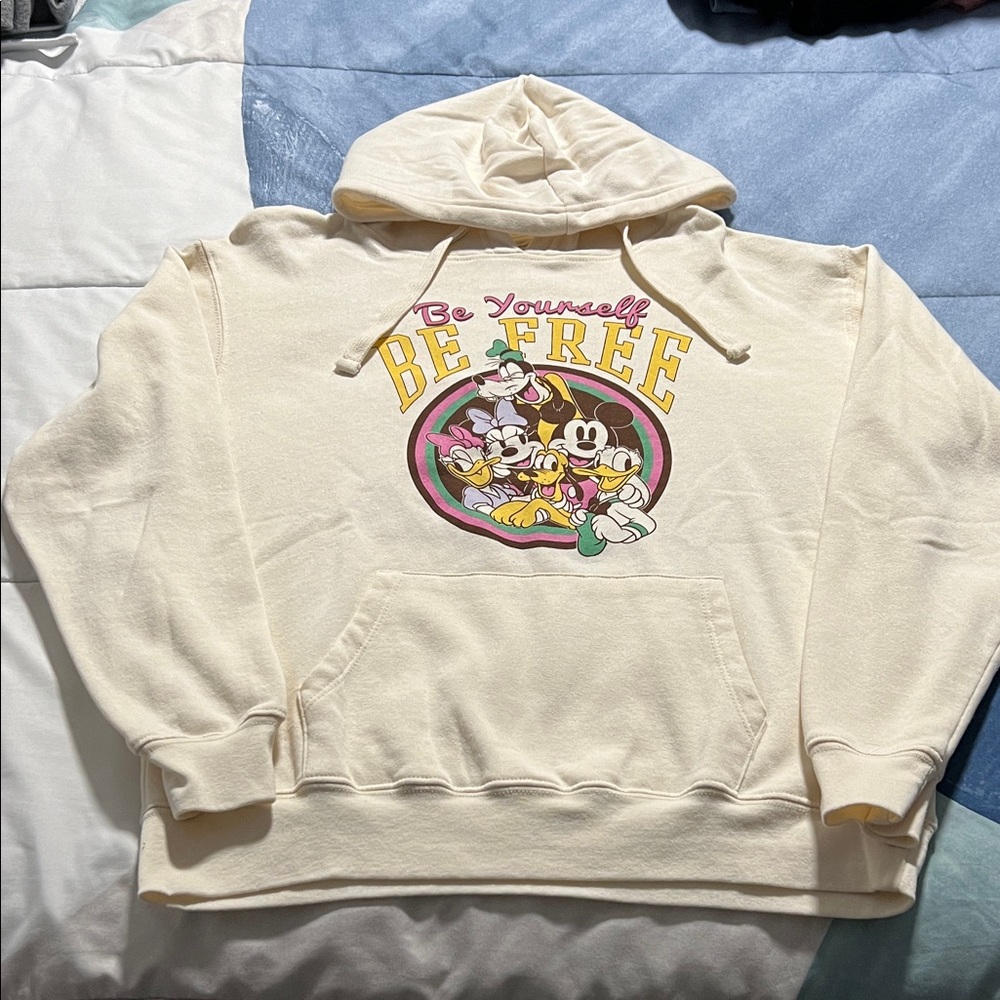 Disney Cream Hoodie with Mickey and Friends Graphic